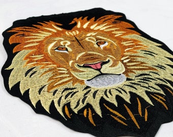 Large Male Lion Head Iron-On Embroidered Big Cat Lion Patch - Big Golden Lion Embroidery Patch Clothes, Jacket, Backpack - Iron-On Patch 48