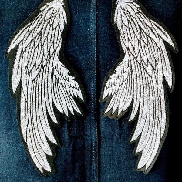 Huge Set Silver Cloth Angel Wings Embroidery Patch - Spiritual Fantasy Embroidery Wings Patch - Iron On Embridered Angel Wings Back Patch 13