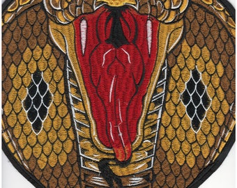 MASSIVE Hooded Cobra Iron-on Embroidered Patch - LARGE Cobra MASSIVE Hooded Cobra Iron-on Embroidered Patch - LARGE Cobra