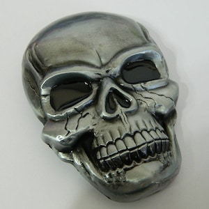 Skull Metal Belt Buckle - Mens Specialty Metal Belt Buckles - Bikers Stylized Death Skull Belt Buckle - Unique Guys Skull Belt Buckles #B655