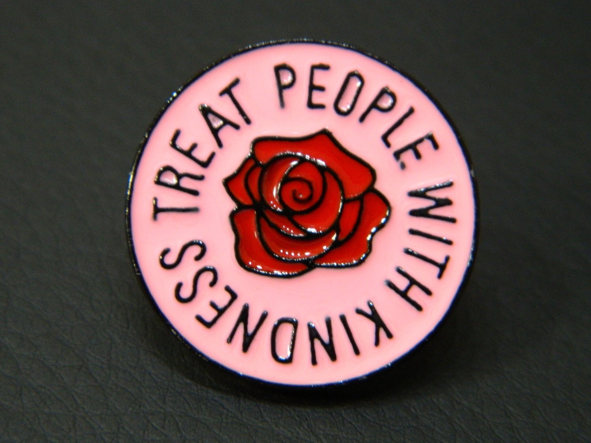 Rose "Treat People With Kindness" Enamel Rose Flower Lapel …