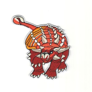 Colorful Kids Ankylosaurs Dinosaur Embroidered Iron-On Patch - Adhesive Embroidery Ankylosaurs Tank Dinosaur Patch -  KidJacket Patches#B695