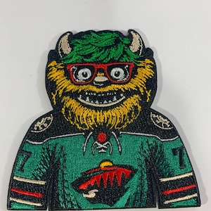 4&quot; Satirical Brock Faber Minnesota Wild Iron-On Embroidery Patch - Monsters on Ice High quality NHL Hockey Patches - Free Shipping!
