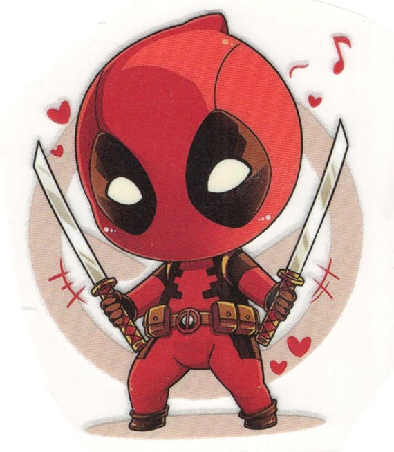 Big Red And Black Deadpool Thermal Iron On Sticker Patch Etsy