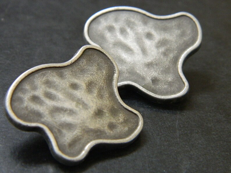 2 Buttons Per Order Large Metal Splat Pattern Button Gray Tone Metal Shank Button in Irregular Shape Big Non-Traditional Buttons