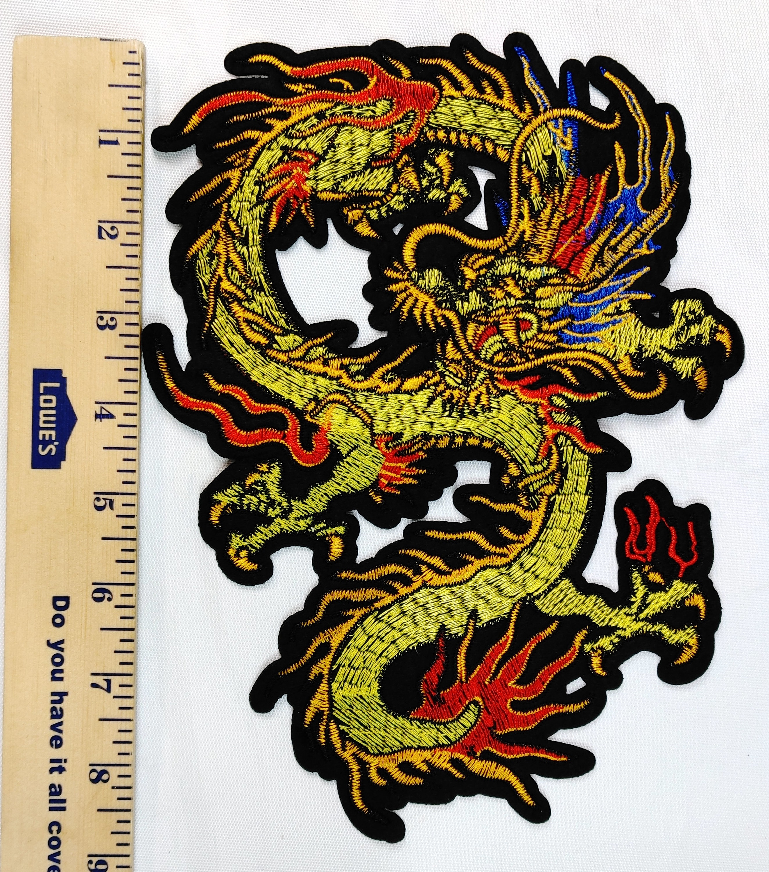 MASSIVE Coiled Chinese Dragon Iron-on Embroidered Dragon Patch