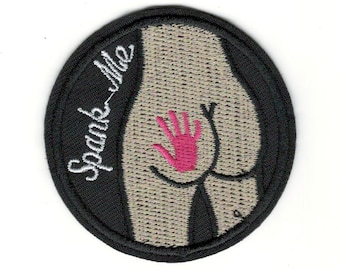 Playful, Sexy & Humorous Spank Me Costume Flair Embroidery Patch - Sexy Spank me Hand Print Iron-On Embroidery Patch - Fashion Flair #B784
