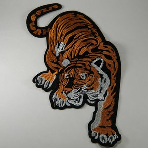 Large Tiger Iron-On Embroidered Tiger Patch Big Powerful Tiger Embroidery Patch For Clothes, Jackets, Backpack Iron On Tiger Back Patch