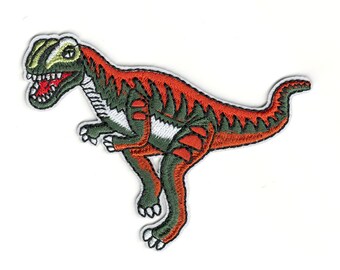 Colorful Kids Velociraptor Dinosaur Embroidered Iron-On Patch - Adhesive Embroidery Dinosaur Patch - Style Velociraptor Jacket Patches #B793