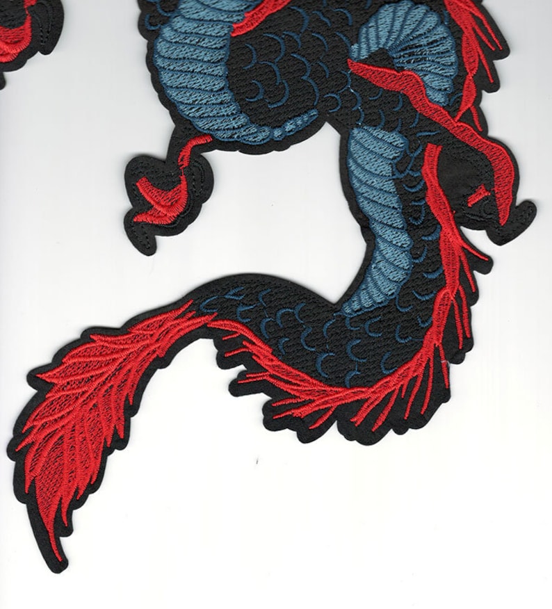 MASSIVE Coiled Chinese Dragon IronOn Embroidered Dragon Patch Etsy