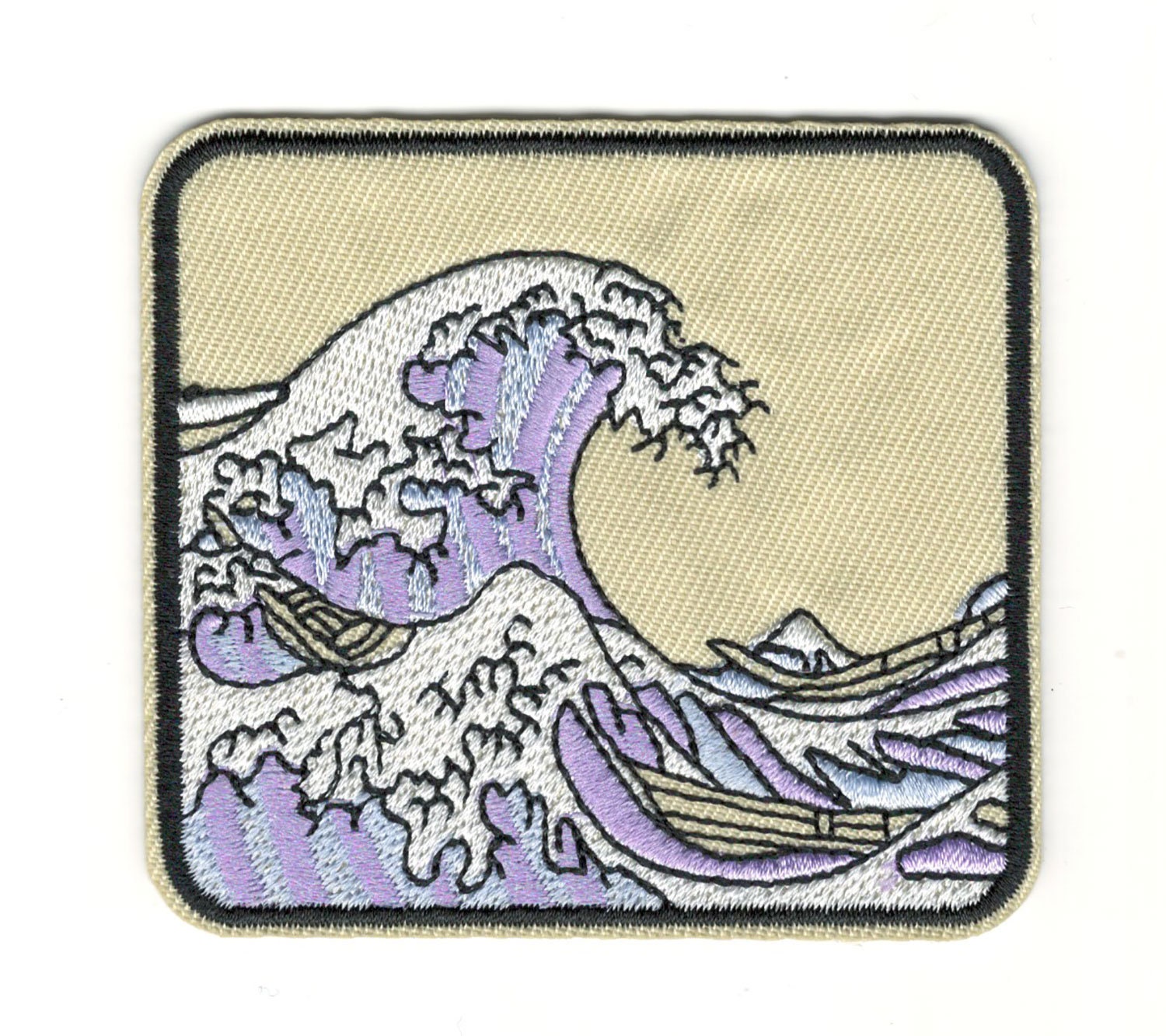 Great Wave Embroidery Patch Square Japanese Style Great Wave