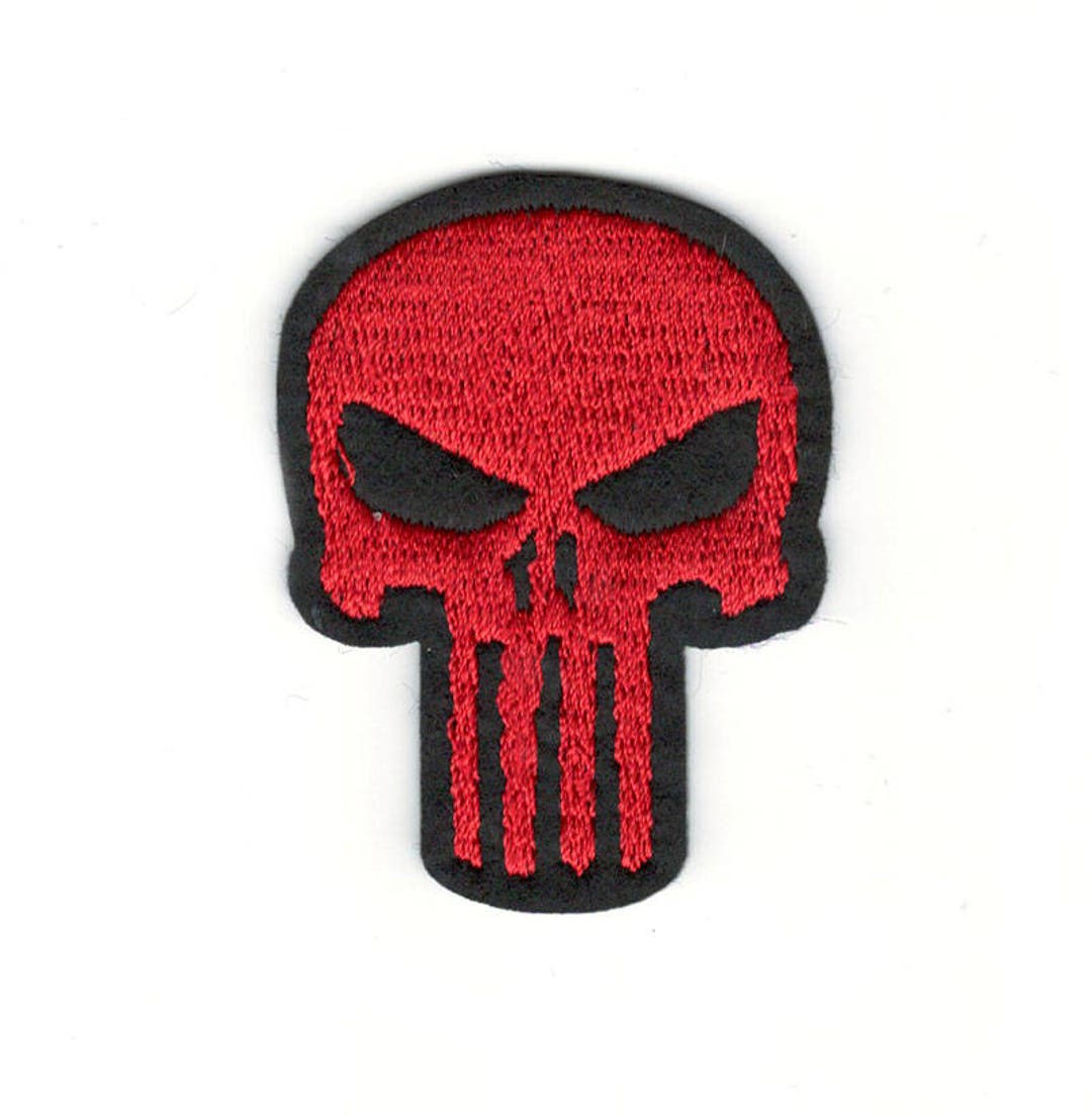 Black & Red Punisher Skull Patch Military Tactical Red Punisher Iron-on  Embroidery Patch Iron-on Tactical Soldiers Warrior Patch B316 