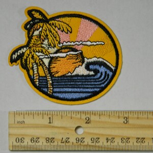 Colorful Beach Ocean Scene Stylized Embroidered Iron-on Patch Colorful ...