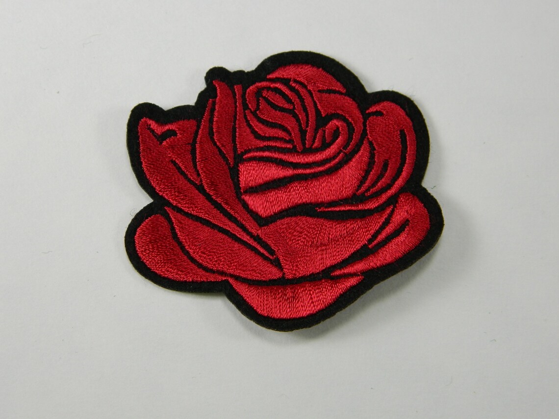 Single Red Rose Embroidery Patch Single Red Rose Embroidery Etsy