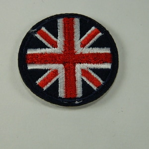 Small Round British Flag Embroidered Iron On/Sew On Patch - Great Britain National Flag - Union Jack Royal Union Flag - Union Flag #B148