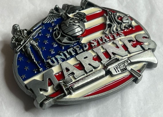 US Marines Metal Belt Buckle USA Military Metal Belt Buckles Marines Enameled Red White Blue Pewter Unique Belt Buckle B568 Etsy