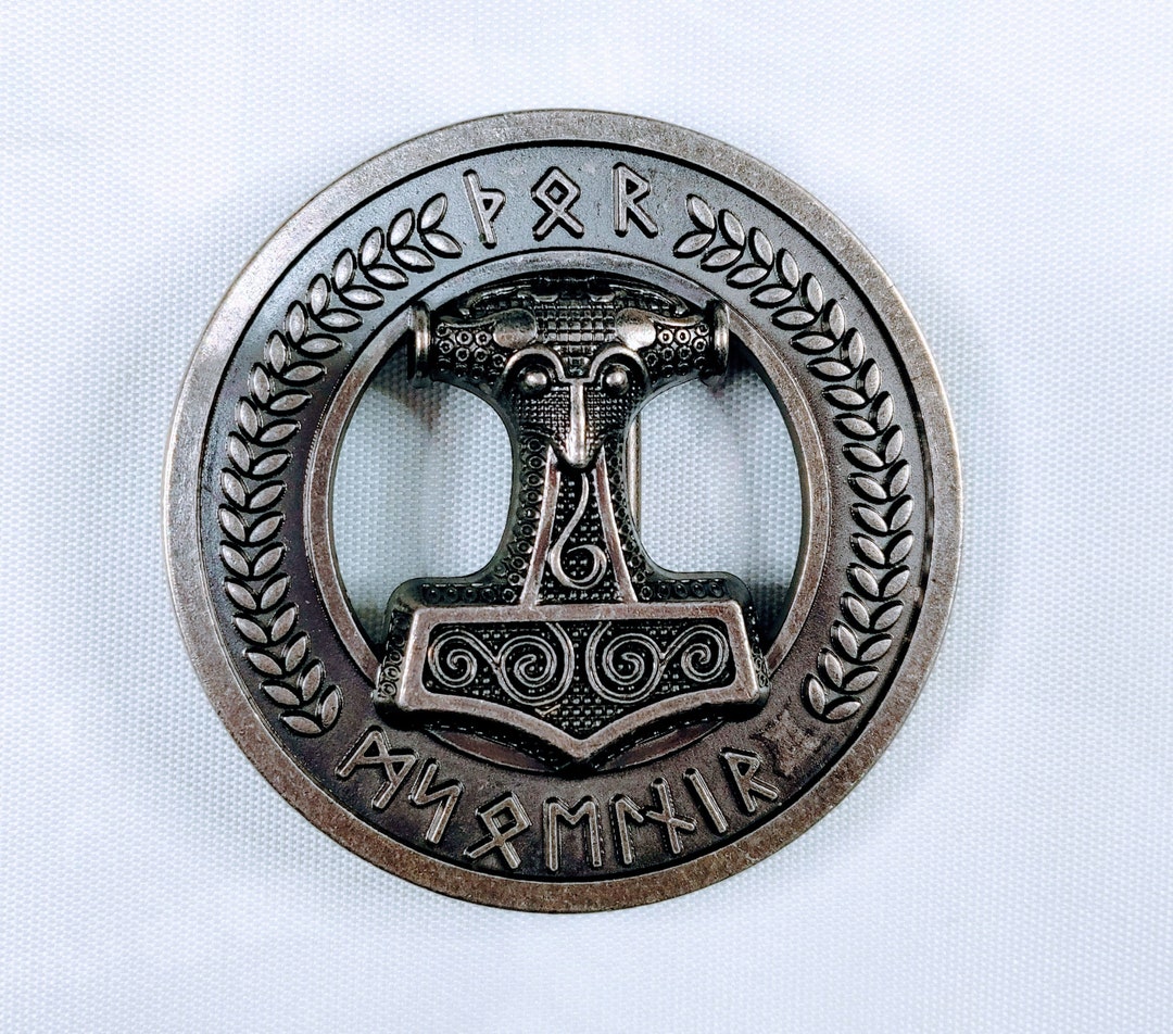 Mjolnir Thor's Hammer Metal Belt Buckle Pewter Silver Toned Mjolnir