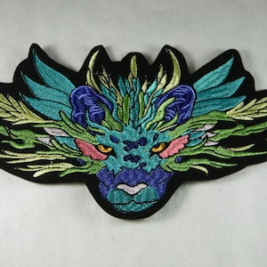 Large Mystical Iron-On Embroidered Dragon Face Patch - Big Dragon Head Embroidery Patch For Clothes, Jackets, Backpacks Dragon Patch