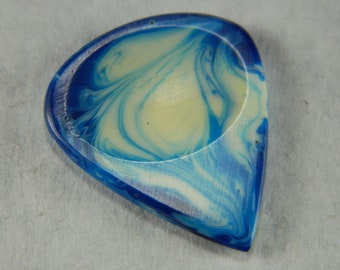 Resin Guitar Pick - Swirl Blue & White Composite Blend Resin Guitar Pick - Musician's Blue Guitar Bass Instrument Pick #B008