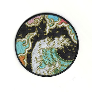 Great Wave Embroidery Patch - Japanese Style Great Wave off Kanagawa Embroidered Patch-Iron-On Patches For Hats, Jeans, Jackets & More #B178