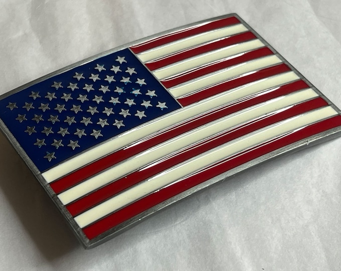 American Flag Metal Belt Buckle USA Stars & Stripes Flag Metal Belt