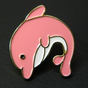 Cute Pink Dolphin Enamel Lapel Pin - Kids Smiling Pink Dolphin Accessory Brooch Pin - Creative Fashion Brooch Lapel Pin BB120