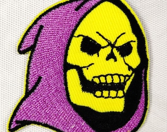 Skeletor He-Man Embroidered Patch - Iron-On Fun Skeletor Hood Shaped Skeletor Embroidery Patch - Fun & Unique Clothing Patches #B384