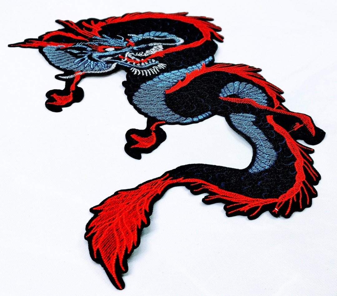 MASSIVE Coiled Chinese Dragon Iron-on Embroidered Dragon MASSIVE Coiled Chinese Dragon Iron-on Embroidered Dragon