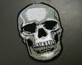 Tactical Style Green & Silver Realistic Skull Iron On Embroidery Patch-Costume  Skull Iron-On Patch-Iron On Clothing Costume Patch #B751