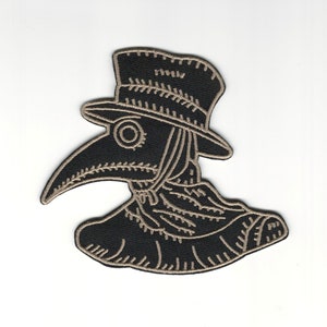 Plague Doctor Pestilence Costume Embroidered Patch - Iron-On Punk & Gothic Themed Contagion Plague Doctor Embroidery Patch #B189
