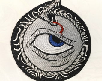 Large Eye With Ouroboros Iron-On Embroidered Patch Big Eye Embroidery Back Patch  Patches For Jacket, Backpack & More #286