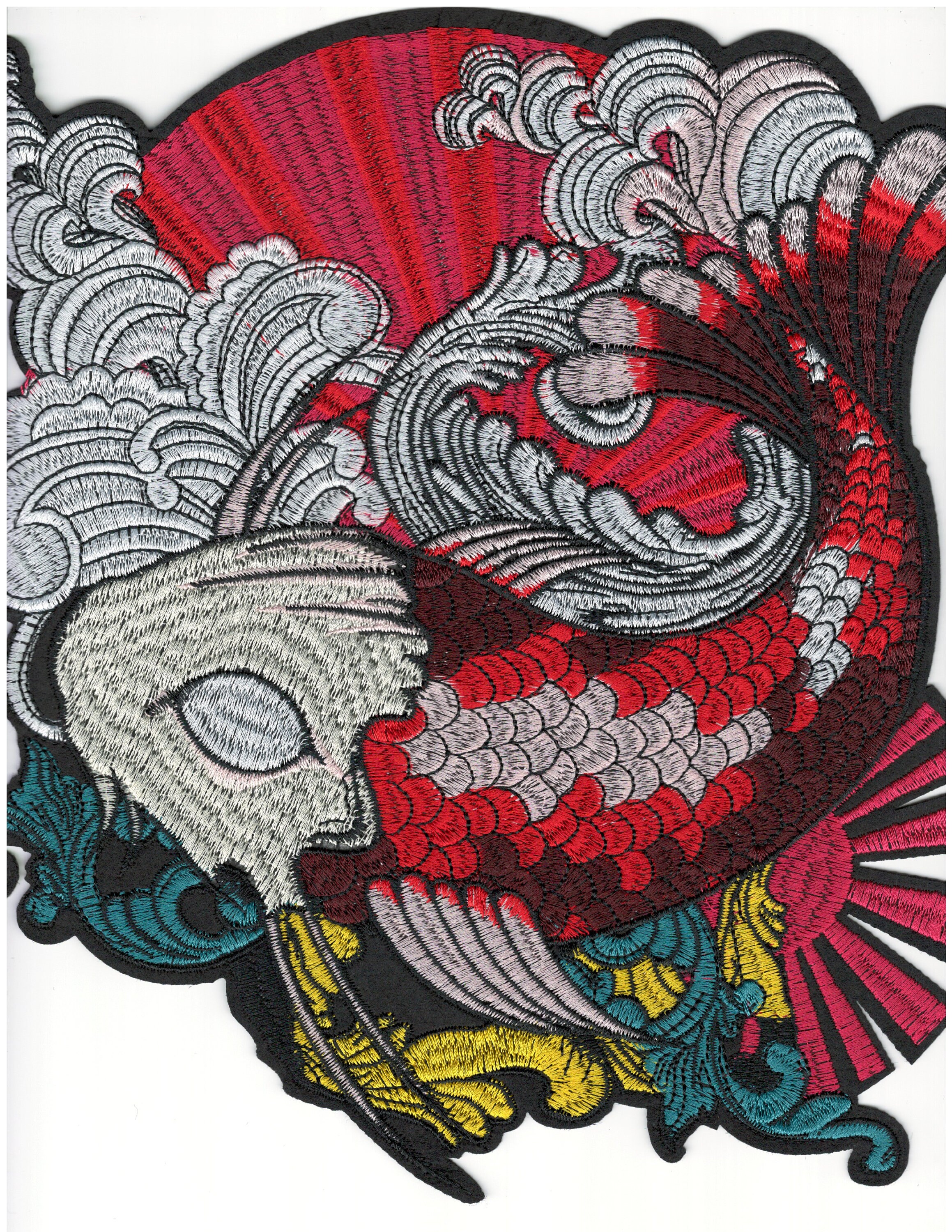 MASSIVE Japanese Koi Fish Statement Iron On Embroidered Patch - Big K…