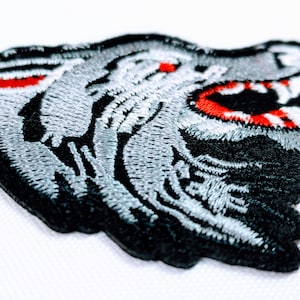 Small Wolf Embroidery Patch - Iron Gray Wolf Head Embroidered Patch - Woven Patches for Backpack, Hat, Jeans, Jackets and More #B209