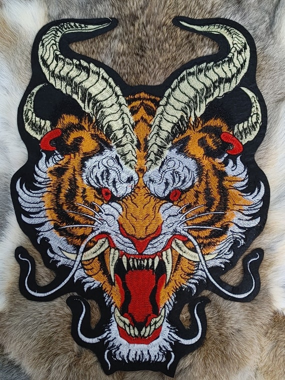 Tiger Patch, Extra Large, Iron On, Patches for Jackets, Jungle