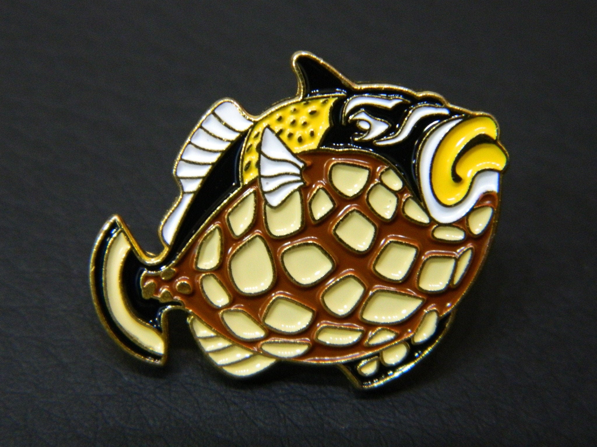 Tough Puffer Fish Enamel Lapel Pin Kids Yellow Black and Etsy