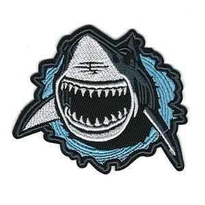 Shark Week Embroidered Patch - Iron-On Beach Shark Attack Themed Shark Embroidery Patch #B130
