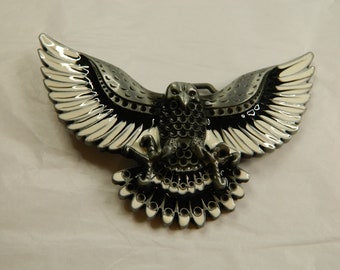 Flying Eagle Metal Belt Buckle - Mens Specialty Metal Belt Buckles - Hand Enamel Painted Eagle Belt Buckle - Unique Guys Belt Buckle #B631