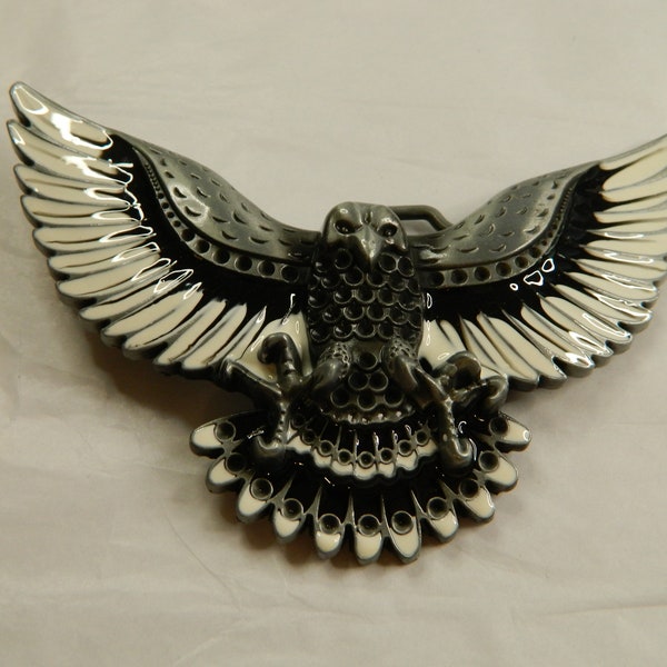 Flying Eagle Metal Belt Buckle - Mens Specialty Metal Belt Buckles - Hand Enamel Painted Eagle Belt Buckle - Unique Guys Belt Buckle #B631