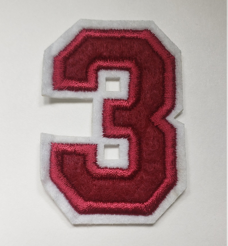 Dark Red And White Varsity Letters Numbers Embroidery Patch Etsy