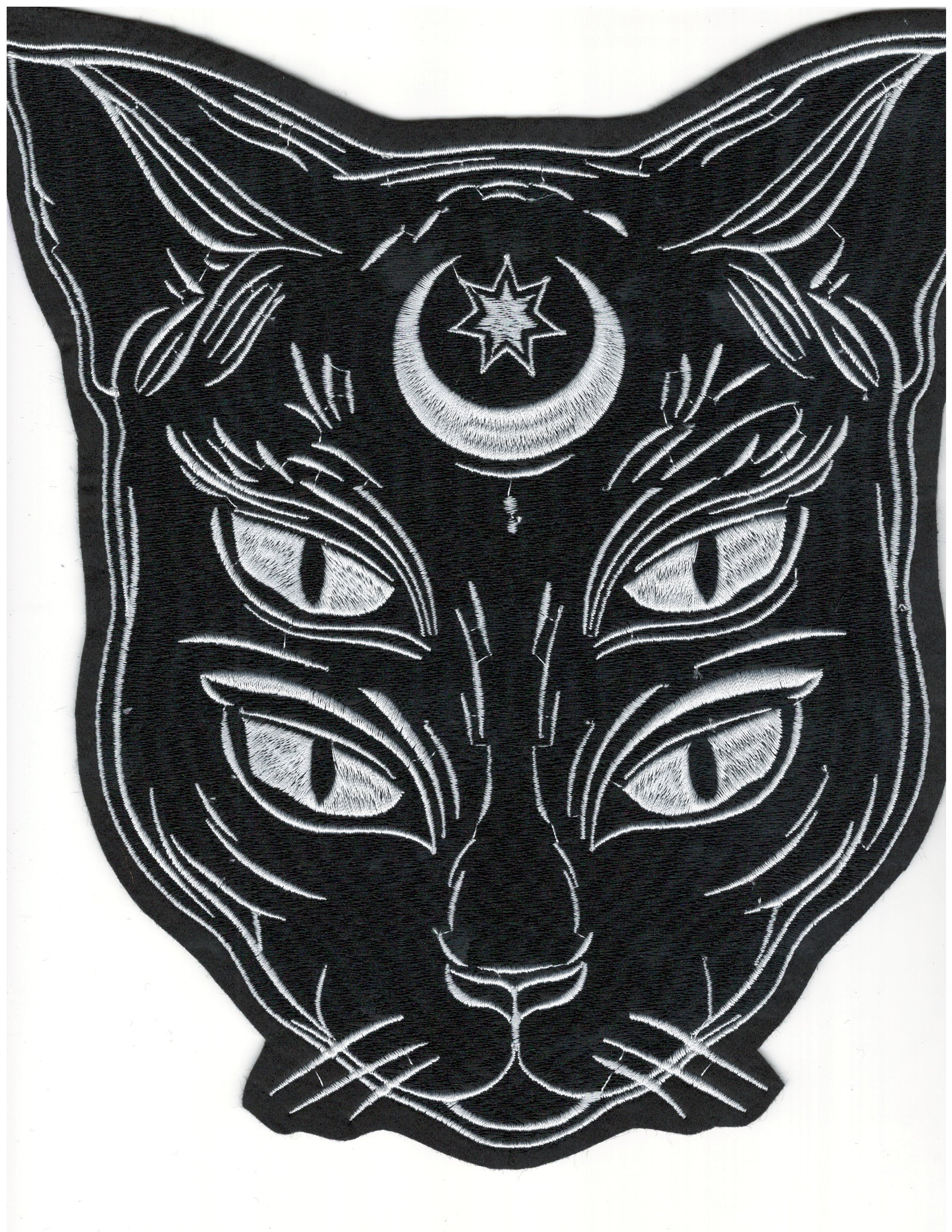 MASSIVE Mystical Black Cat Head Iron-On Embroidered Wolf Patch - Big …