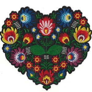 Huge Flower Patch Themed Heart Kid's Embroidery Patch - Unique Rainbow Colored Heart Patch - Forest Flowers Heart Embroidery Patch 62