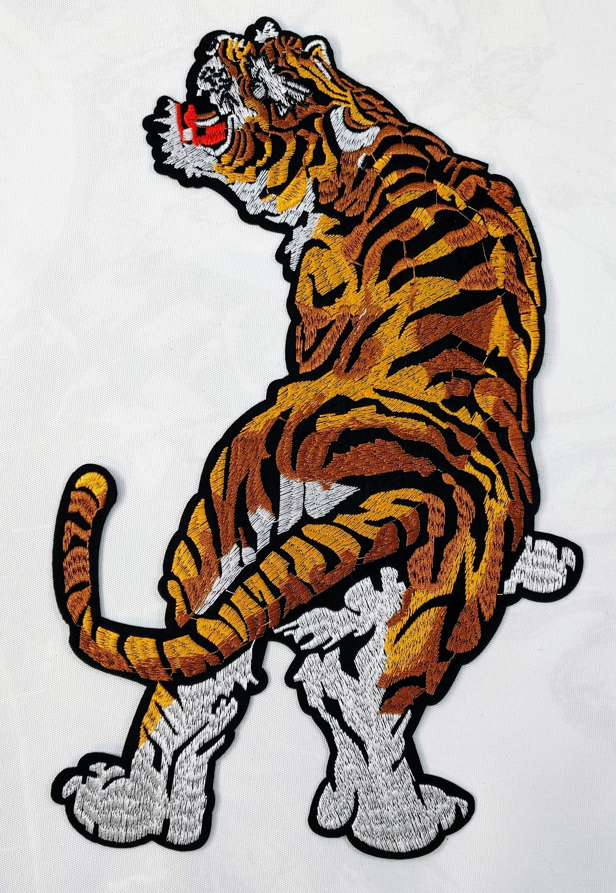 Large Iron on Patches for Jackets, Large Blue Tiger Patch, Iron-on