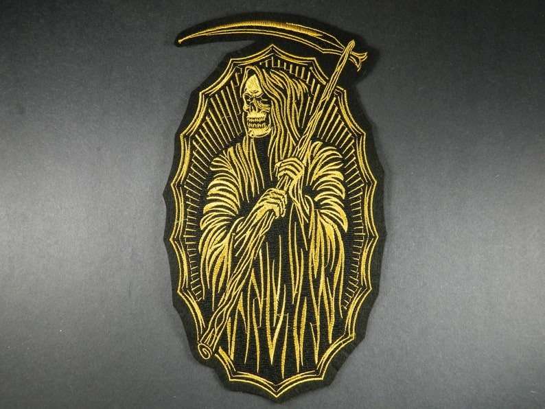 BIG Golden Grim Reaper Iron on Embroidered Patch Large Death - Etsy