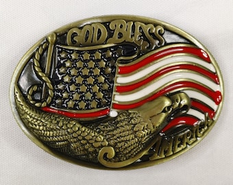 United States American Pride Bald Eagle Metal Belt Buckle - Mens Specialty Metal Belt Buckles - Unique Guys Belt Buckles #B465