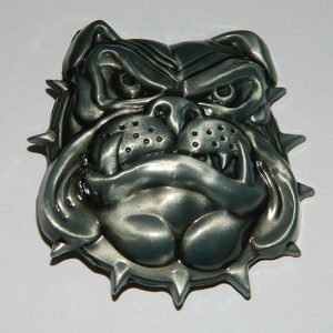 Silver English Bulldog Metal Belt Buckle - Specialty Metal Belt Buckles - Stylized Gray Metal Bulldog Belt Buckle - Unique Belt Buckle #B662