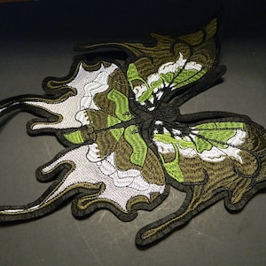 Very Large Green Tones Butterfly Embroidery Patch - Multi Color Butterfly Clothing Embroidery Patch - Sew On Clothes Backpack Decor Patch