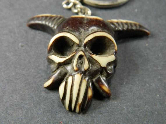 Tribal Road Warrior Style Yak Bone Dust Keychain - Dark