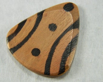 Wood Guitar Pick - Traditional Pattern Brown & Black Liptis Wooden Pick - Dots Liptis Wood Guitar Pick - Musician's Guitar Instrument Pick