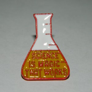 Science is Magic Stylized Lapel Pin - Fun Flask Shaped Costume Flair Brooch Pin -Fun & Unique Science and Chemistry Lapel Pin #B823