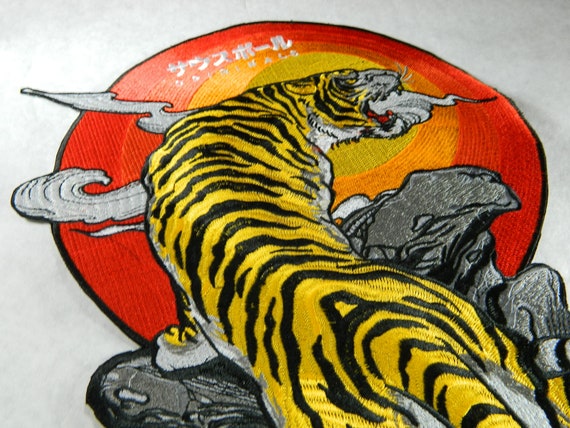 Large Iron on Patches for Jackets, Large Blue Tiger Patch, Iron-on